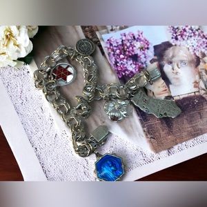 VTG C1960s Sterling silver chain charm Bracelet Tourist collectible